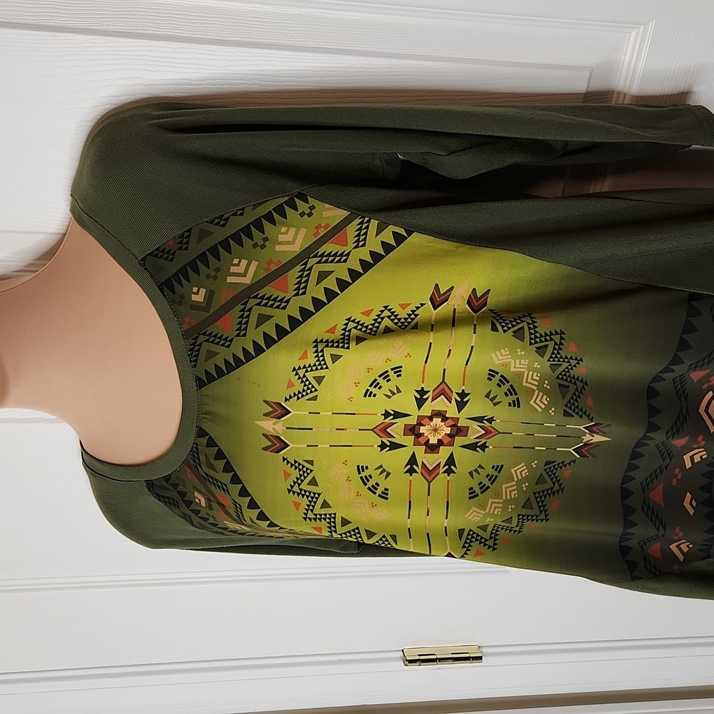 Roper Wear the West 3/4 sleeve top southwest western green shirt size large - Picture 3 of 11